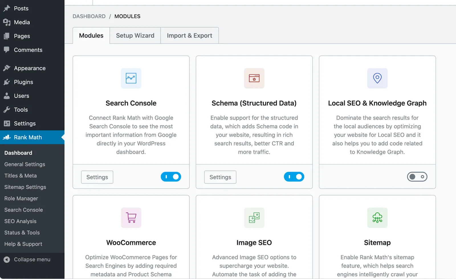 Wordpress dashboard image
