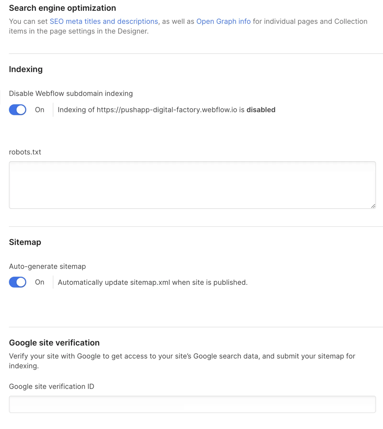 Webflow search engine optimization